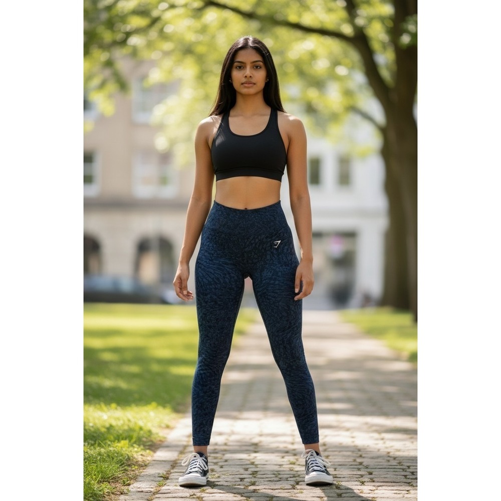 Gymshark Womens Size XS Adapt Blue Camo High Rise Seamless Leggings New